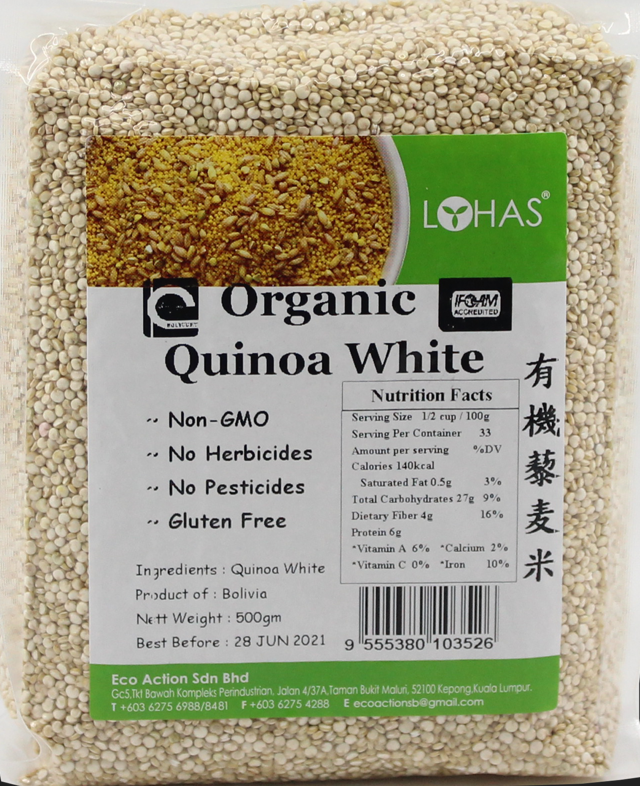 Lohas Organic Raw White Quinoa ( Pearl Quinoa ) 500gm Lazada