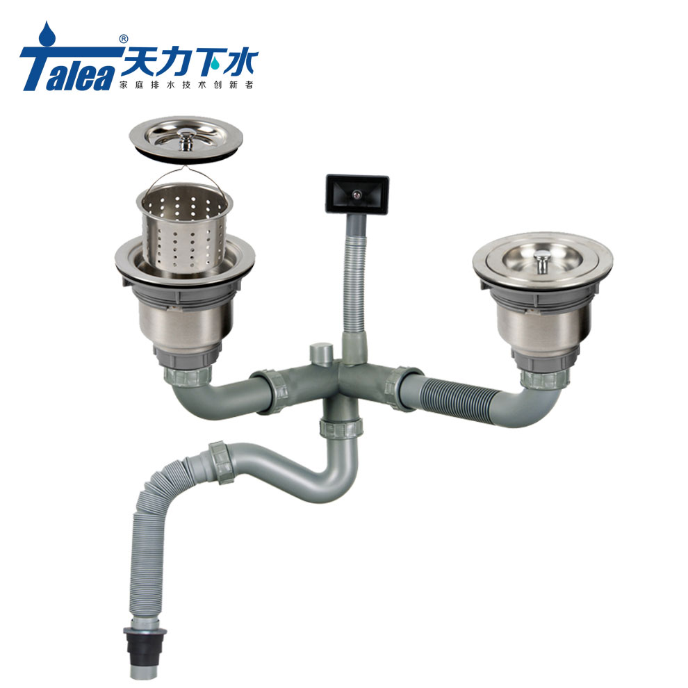 Tianli kitchen sink drain double sink drain pipe fitting drain set