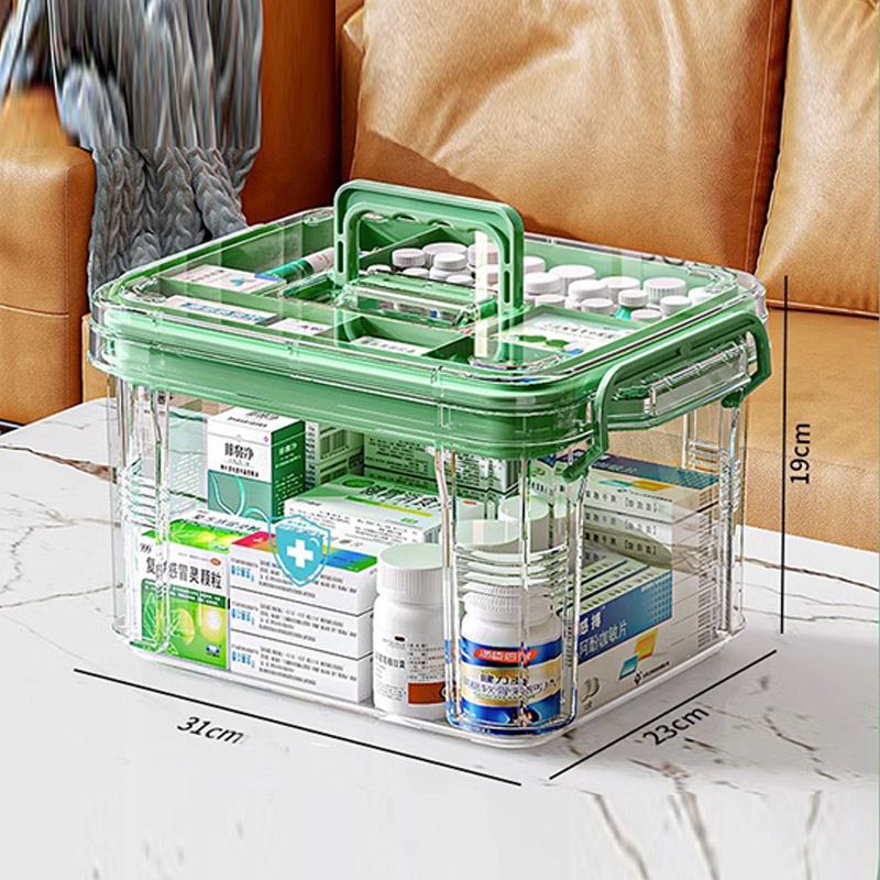 Multi layered medicine box for home use, large capacity medicine storage box, transparent large medical emergency medicine box