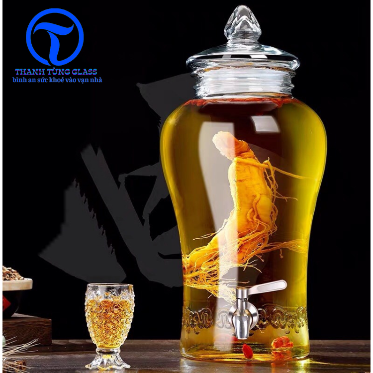 Bình thủy tinh 8 lít sâm chân mây  có van