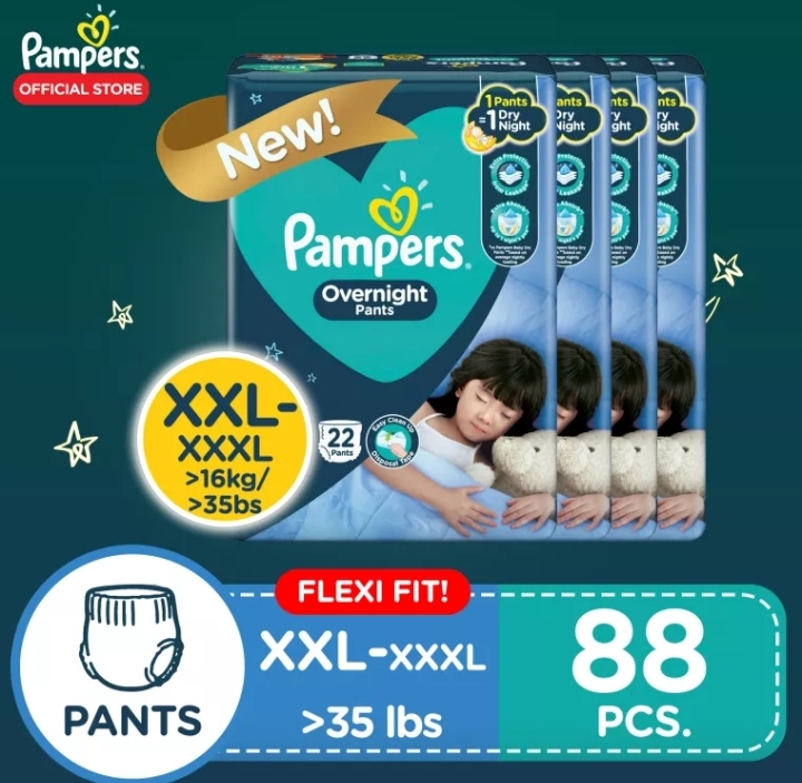Pampers Overnight Diaper Pants XXL up to XXXL 22 x 4 pack (88 diapers
