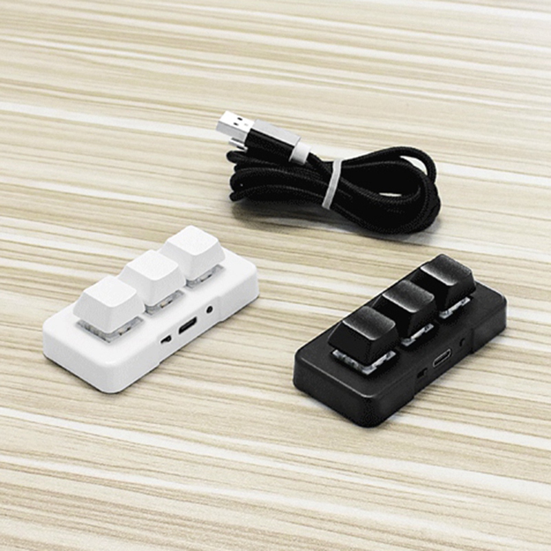 (C G K USB Custom Programming Macro Knob Keyboard 3 Keys Copy Paste Mini Button Photoshop Gaming Mechanical Keyboard