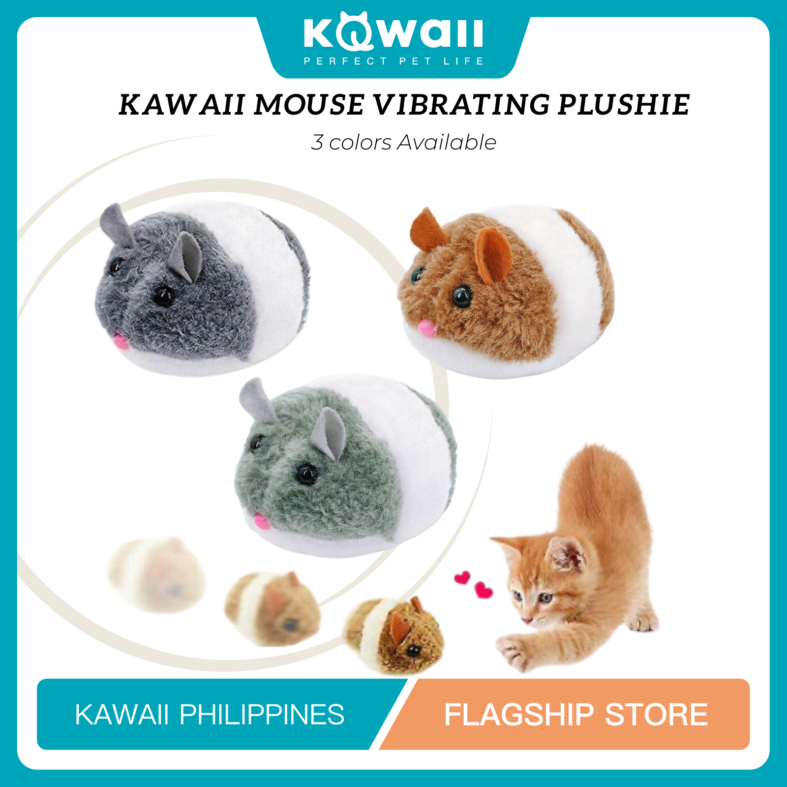 KAWAII Mouse Vibrating Plushie and Cat Toy String Vibrating Movement Pet  Supplies