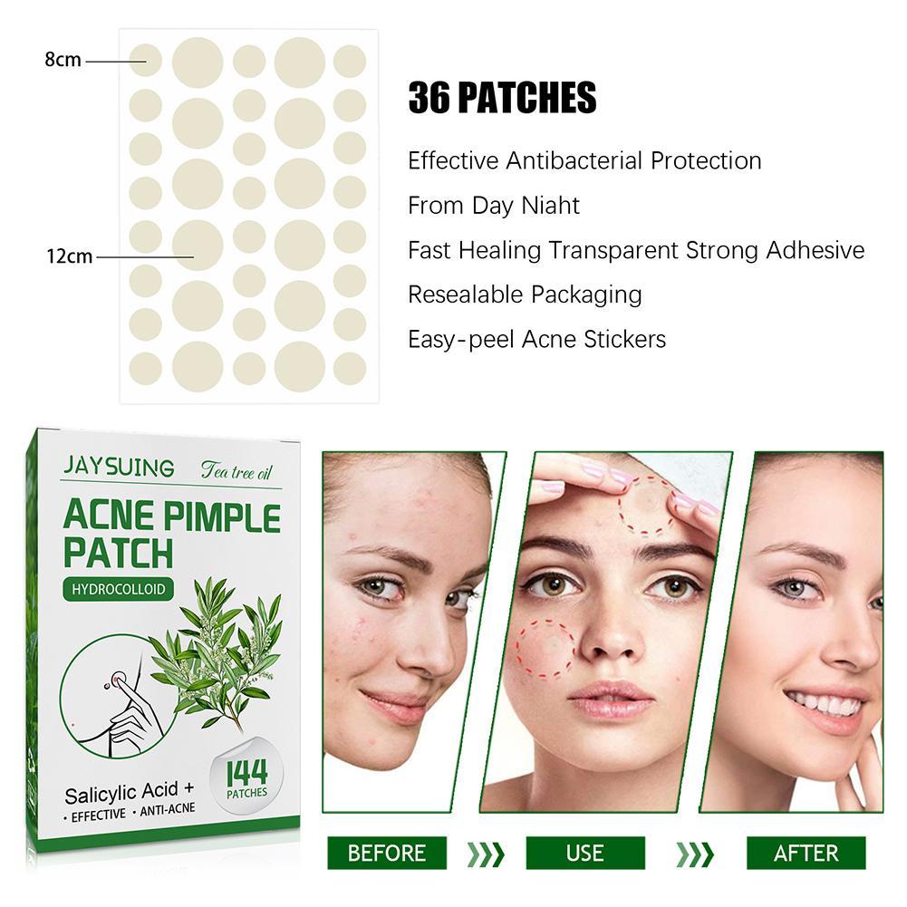144 Pcs Waterproof Acne Pimple Patch Invisible Stickers Tea Tree Oil Acne Patch