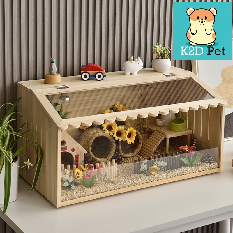 L11 Lồng gỗ mặt mica cho hamster