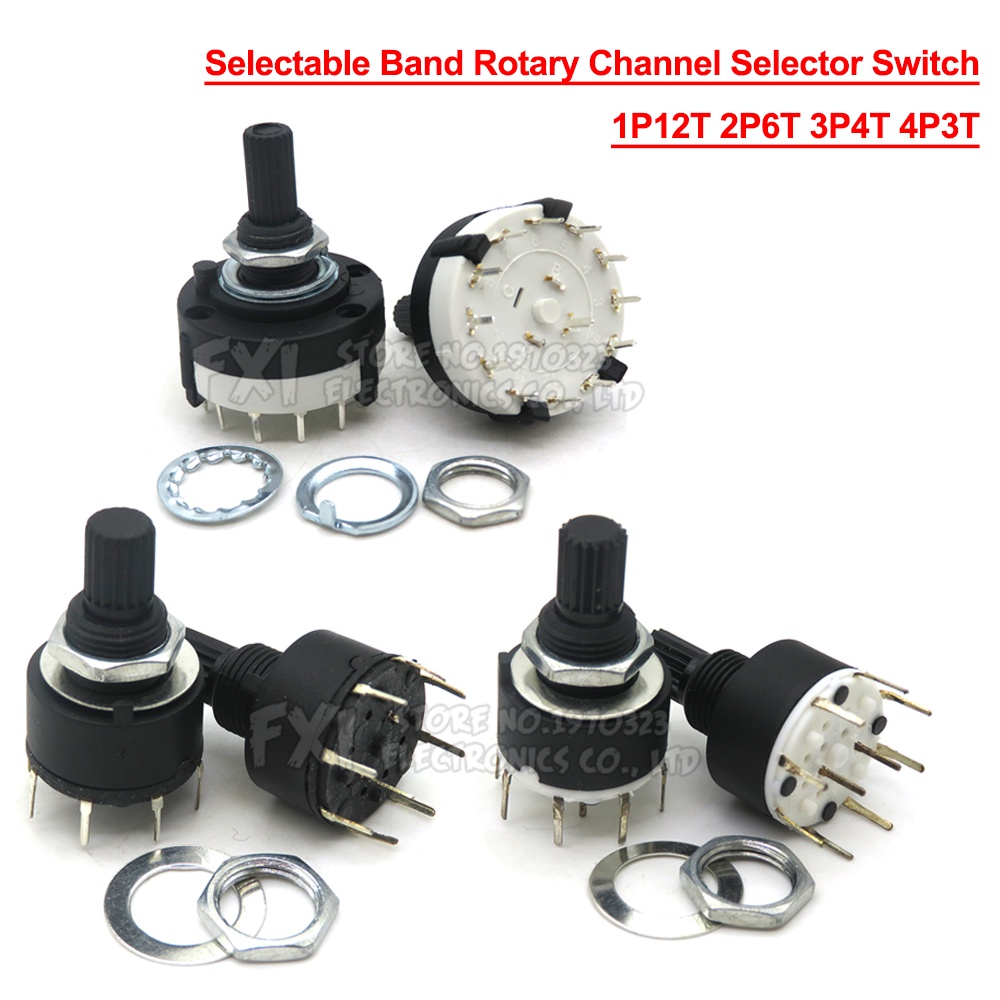 Rs16 rs26 selectable band rotary channel selector switch single deck rotary switch band selector 1p12t 2p6t 3p4t 4p3t