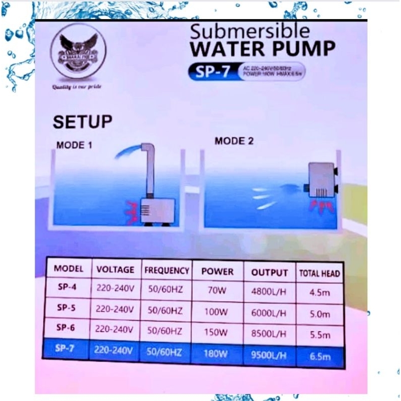 Pompa kolam air mancur energy saving SAKKAI PRO SP 7 Submersible pump