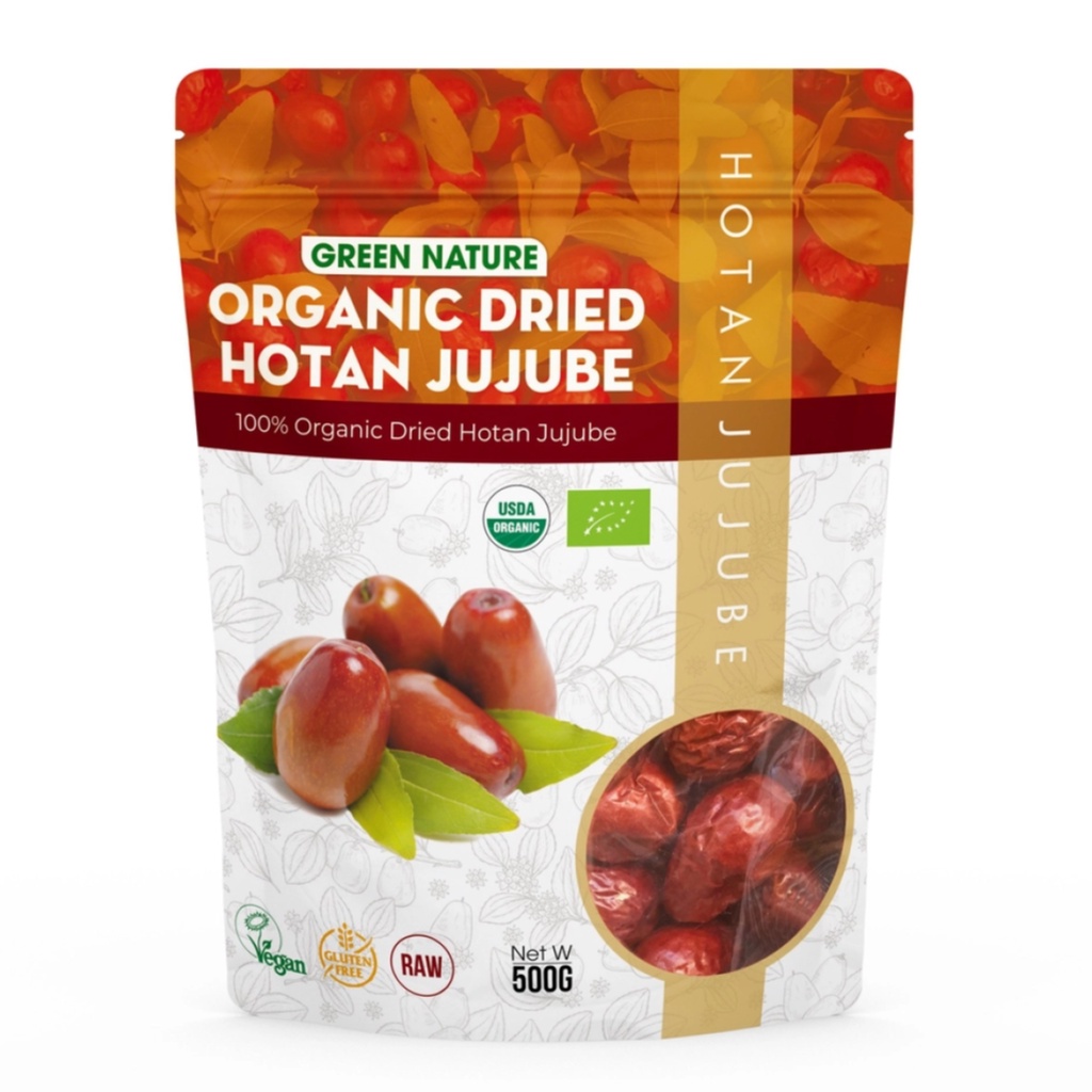 Táo đỏ hotan hữu cơ, organic dried hotan jujube - green nature