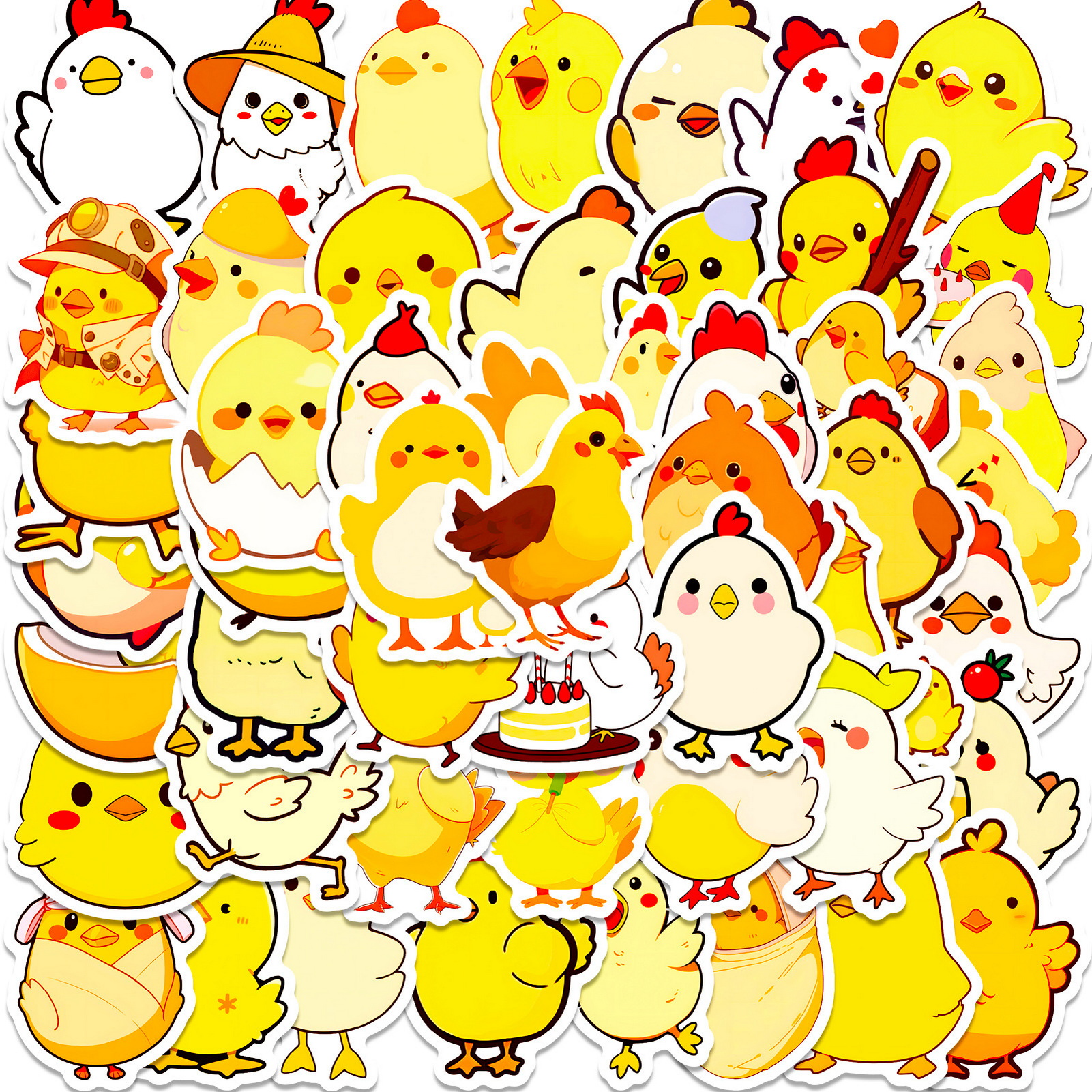 Bianyi Cartoon Stickers 50pcs Easter Chick Stickers Cute Cartoon Chicken Family Decals for Water Bottles Laptops and More Waterproof Vinyl Art Decorative Graffiti Stickers Perfect for Easter Party Decoration