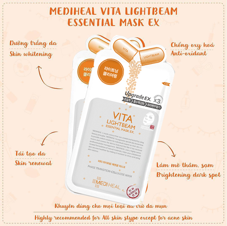 Combo 10 Mặt nạ Mediheal Essential Mask Ex 24ml ( Teatree, Placenta, Collagen, Vita Lightbeam)