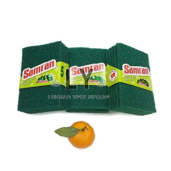 Cước xanh rửa chén đĩa Samran, cước chùi xoong nồi đa năng siêu sạch 8*12cm