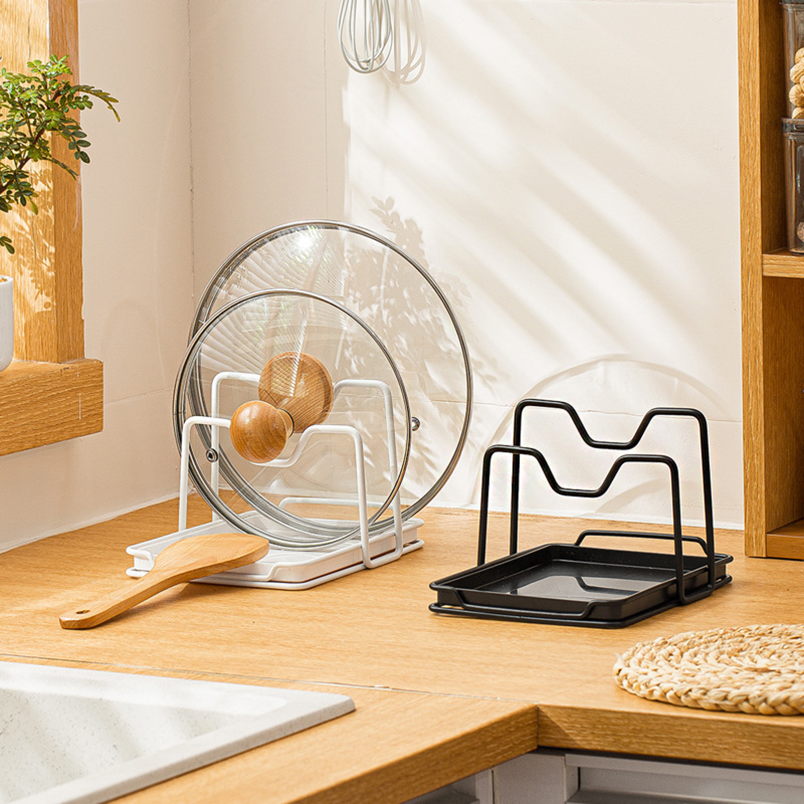 Pot Lid Holder Space-saving Non-Slip Quick Drainage Kitchen Tool Shovel Spoon Rest Cutting Board Stand for Restaurant