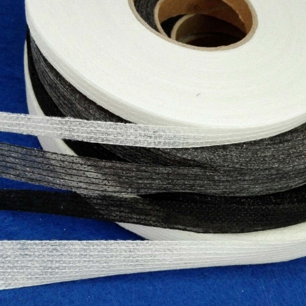 【Hot deal】 100 Meters Non-woven Fabric Fusible Single Side Adhesive Tape White or Black Interlining Cloth to Prevent Transformation