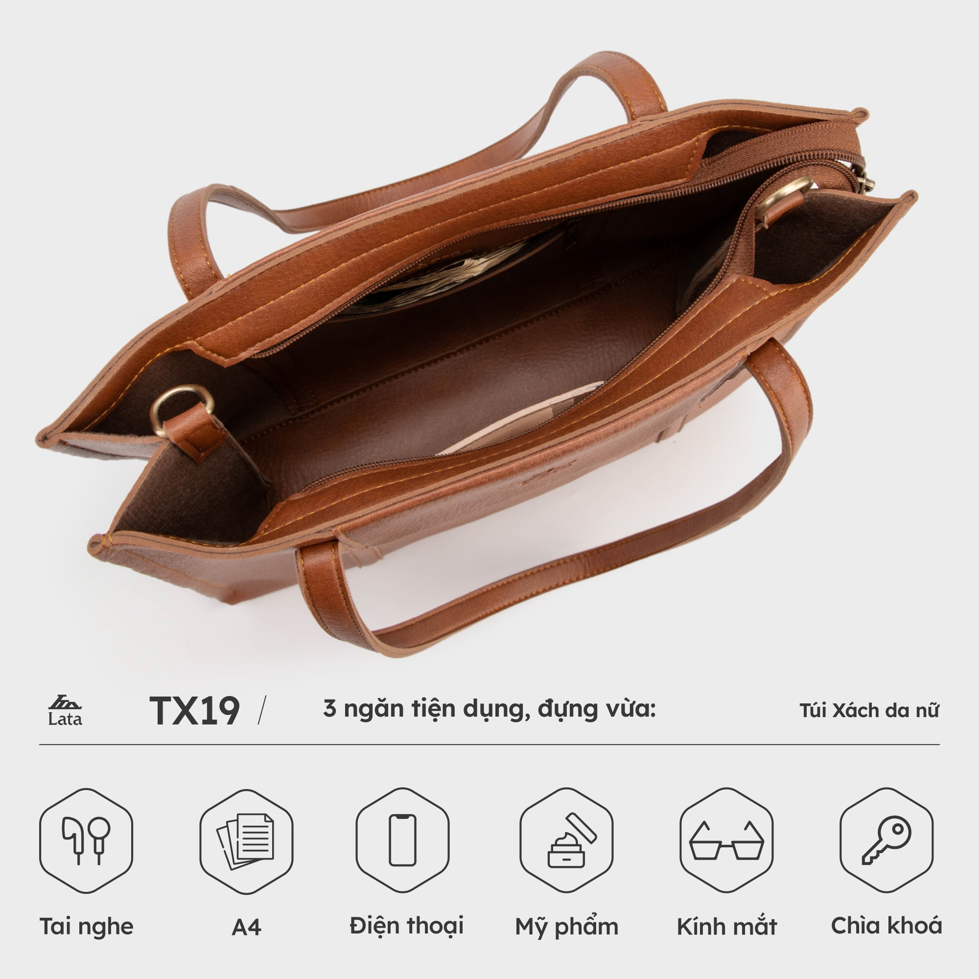 Túi Lata (Thời trang nữ đi làm cỡ lớn - Túi xách da TX19)