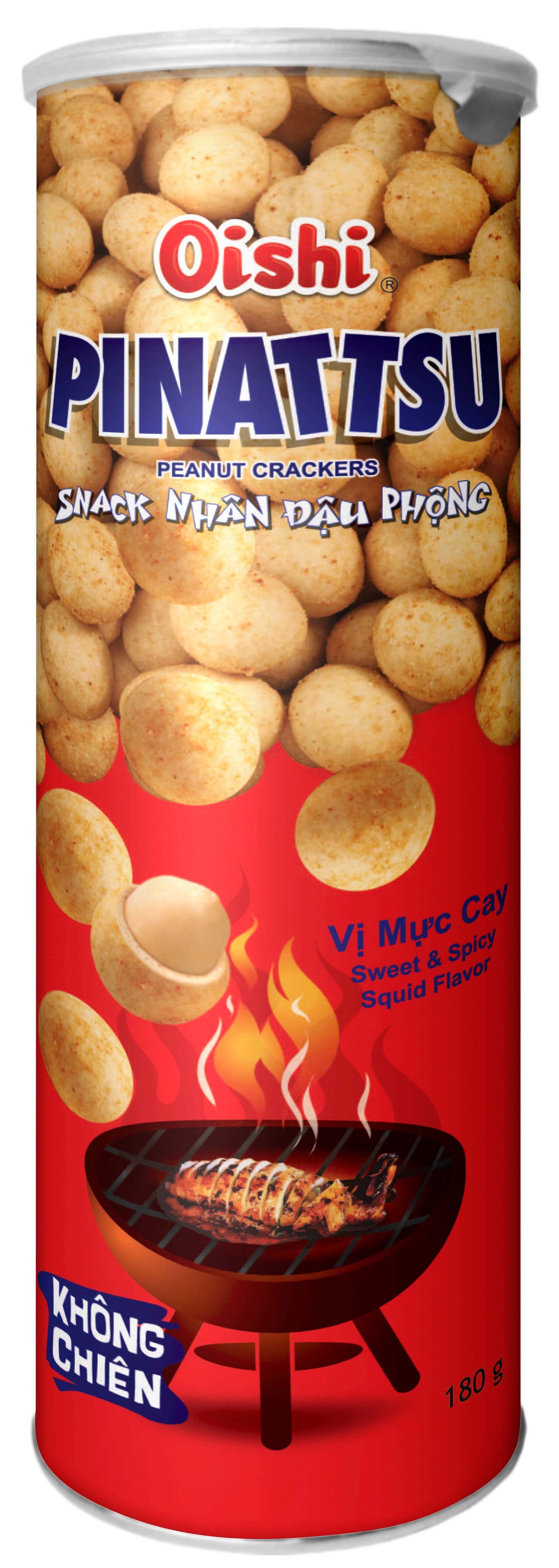 Combo 4 lon Snack Nhân Đậu Phộng Vị Mực Cay - (180gr/ lon)