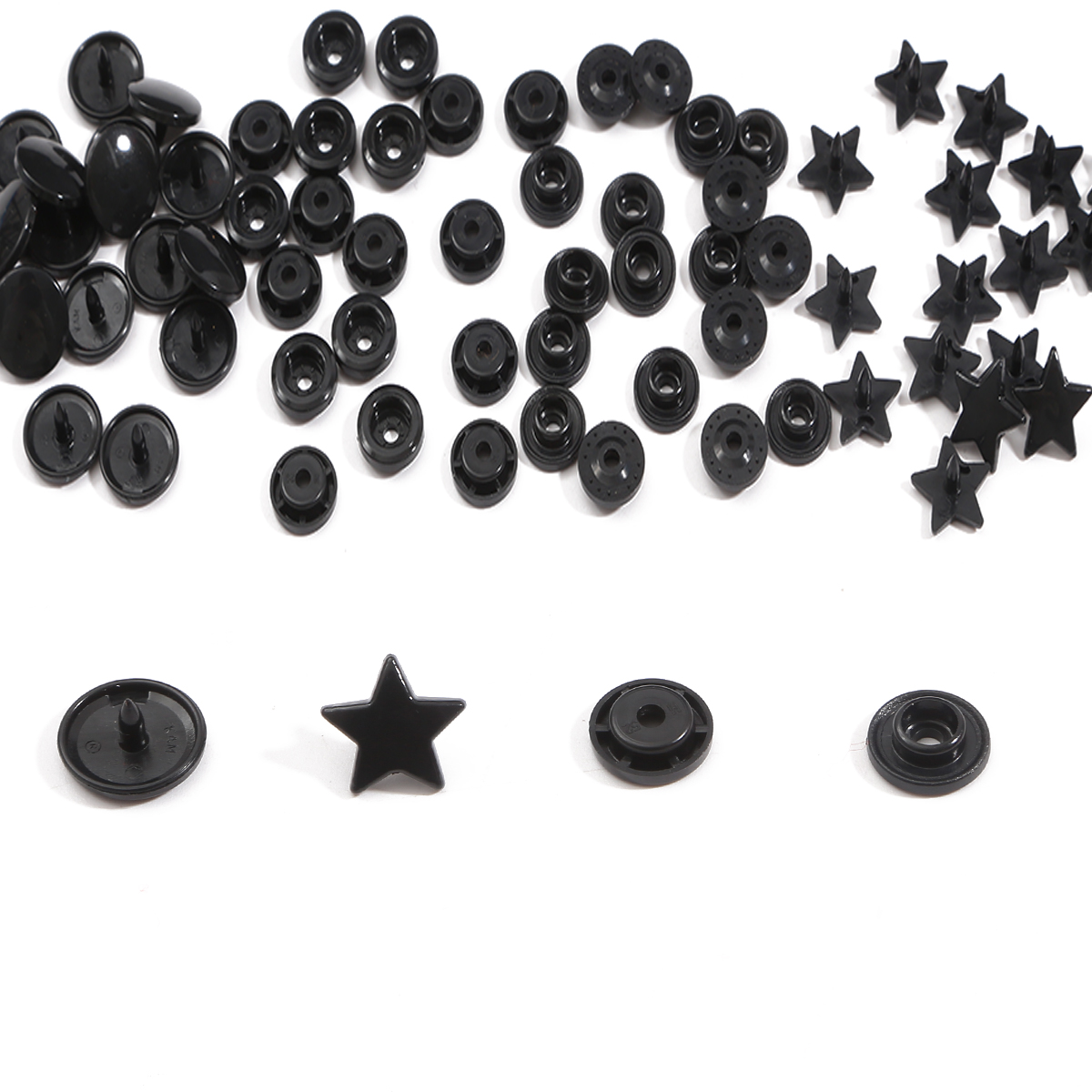 10Sets Heart/Star Shaped T5 Plastic Snap Button Fastener Press Buttons For Baby Clothes Clips Buttons Garment Accessories