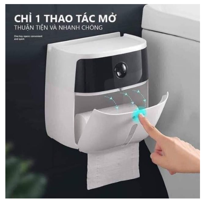 Hộp đựng giấy vệ sinh Ecoco kèm miếng dán cực chắc