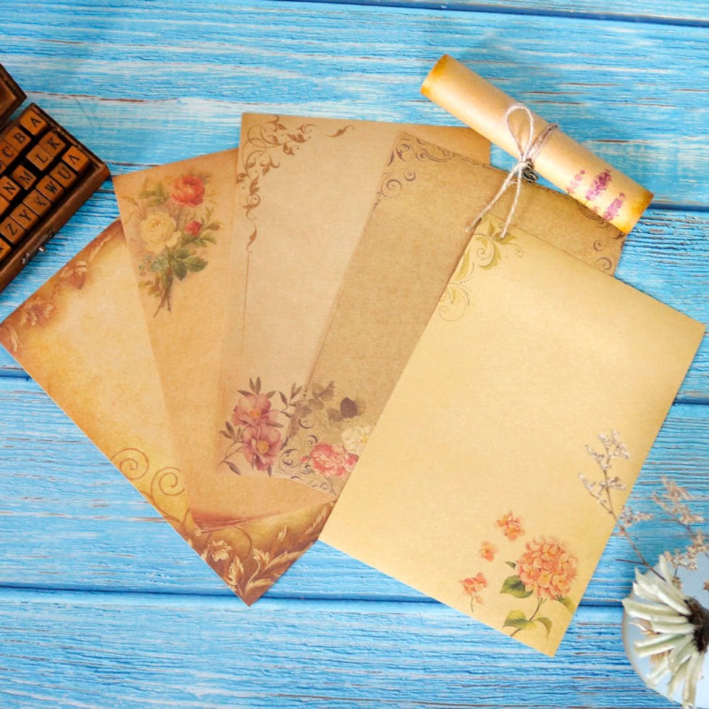 8 Pieces Notes Stationery Paper Kraft Writing Paper Antique Colored ...