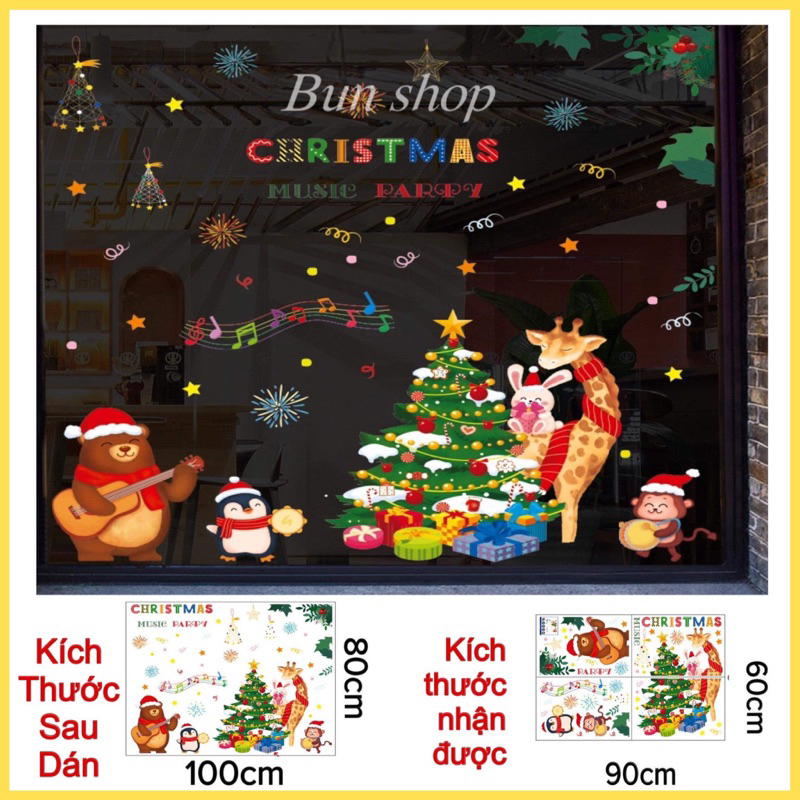 Decal Noel 2024  dán kính hít tĩnh tiện( ko keo) [ nhiều mẫu]