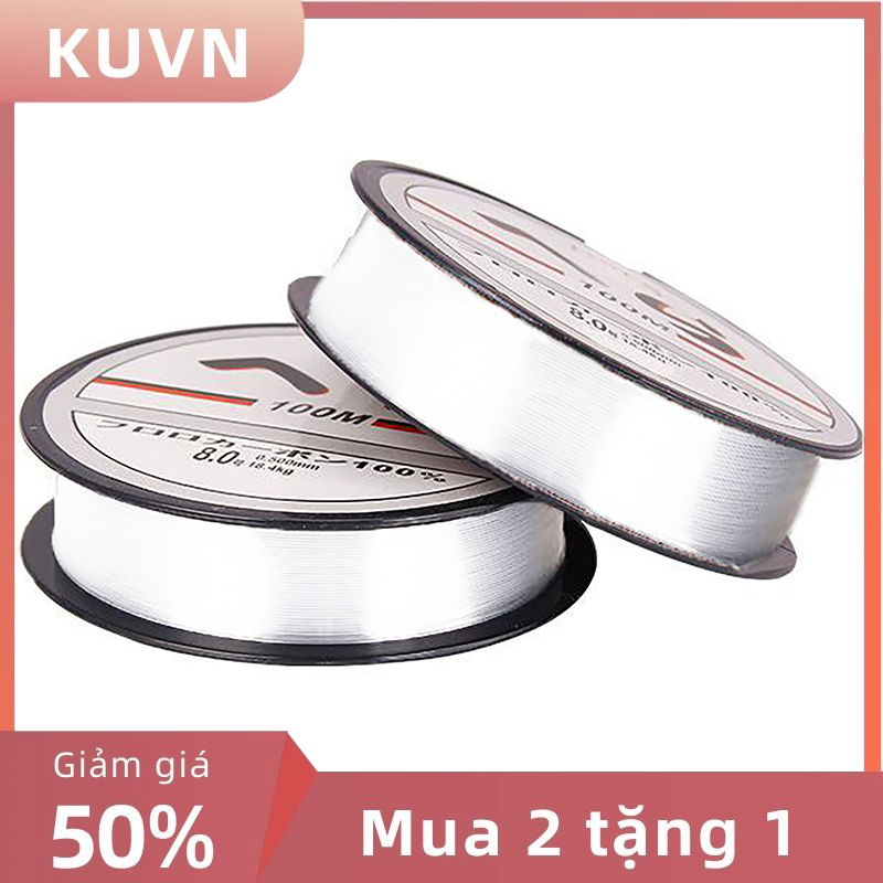KUVN Lua Mồi Câu Cá dây nylon 100 mét dây câu chính Dây Câu cá lụa Nguyên Bản Màu phụ kiện câu cá ngoài trời