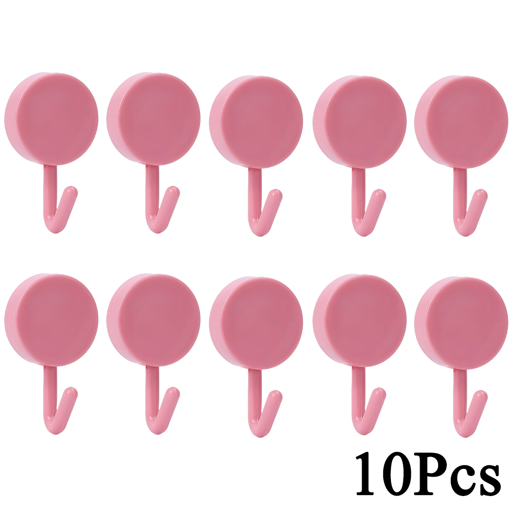 10pcs Powerful Self-adhesive Round Suction Cup Hook Kitchen Strong Adhesive  Hooks Non-trace Nail Hooks