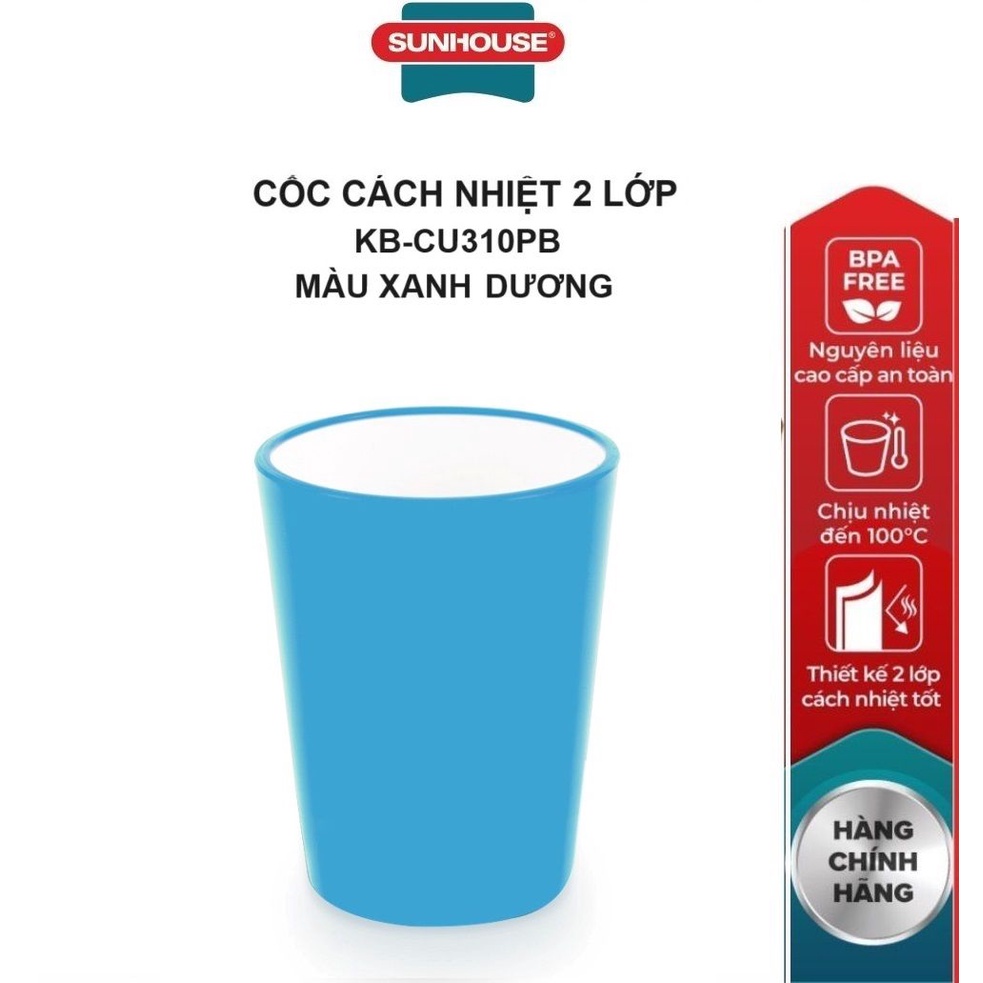 Cốc cách nhiệt 2 lớp biozone kb-cu310pb màu xanh dương