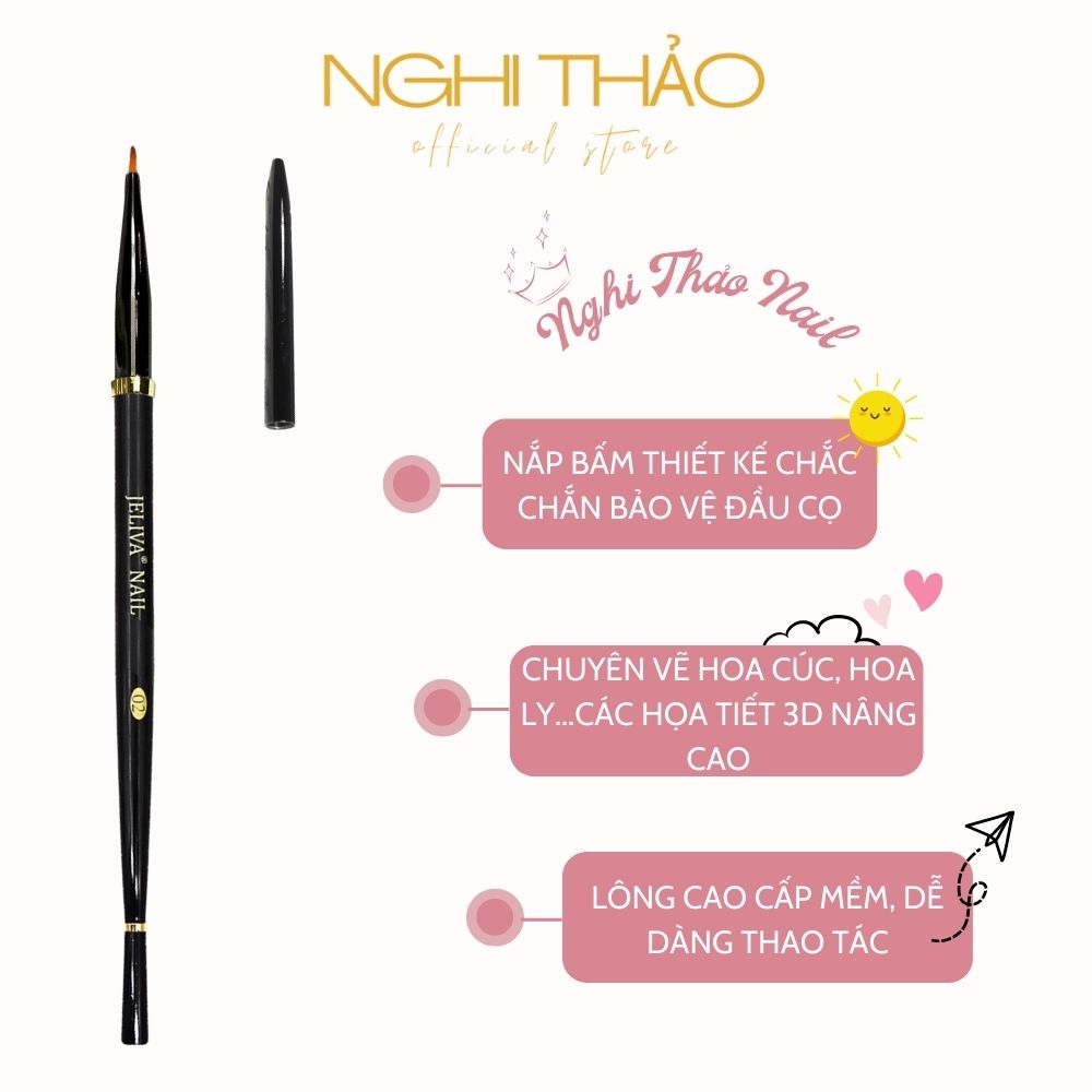 Cọ vẽ hoa cúc nail Jeliva 02