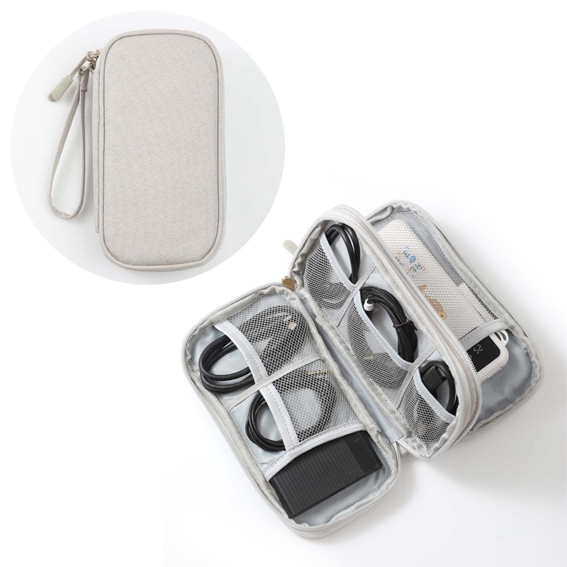 Double Layer Travel Organizer Portable Cable Storage Pouch Gadget Bag Waterproof