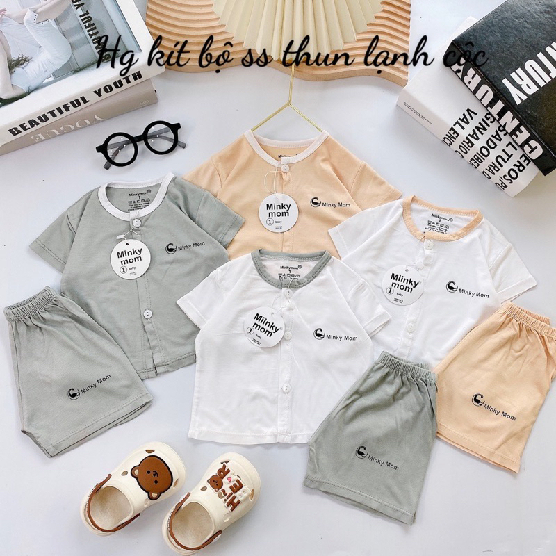 Bộ sơ sinh ngắn tay thun lạnh Minkymom