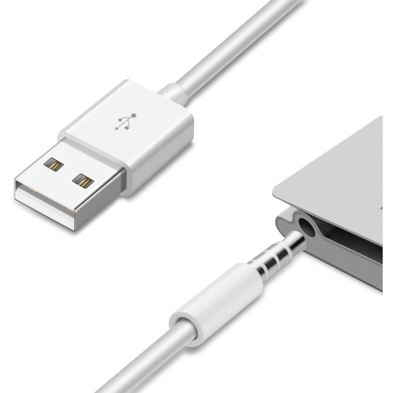 【Exclusive Limited Edition】 MP3 Charging Cable 3.5mm to USB Power & Data Sync Compatible with iPod Shuffle Generations.