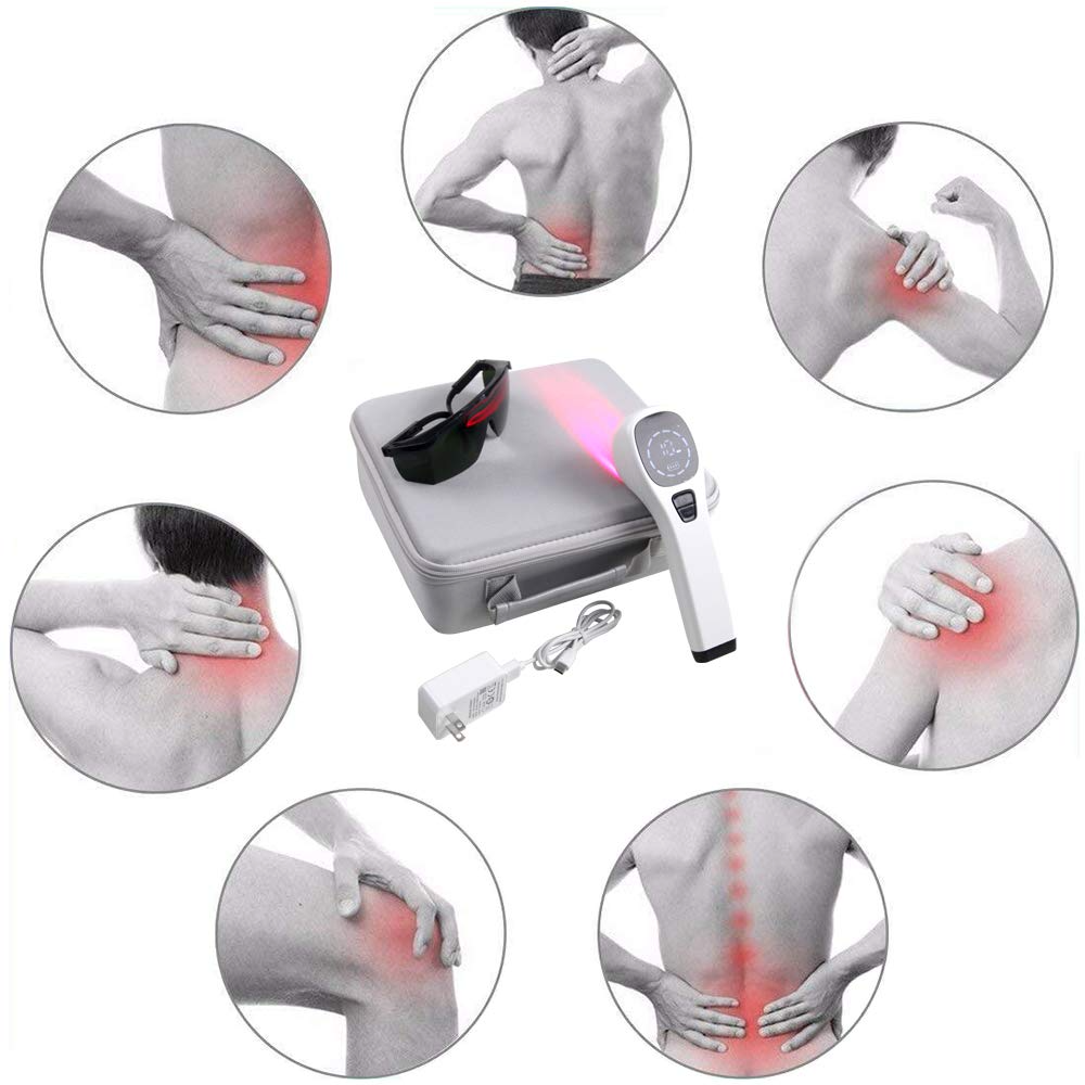 KTS 4x808nm Laser Therapy Device for Sport Injury Back Pain Neck Wrist Body  Pain Relief Machine with Protective Glasses 2600mAh