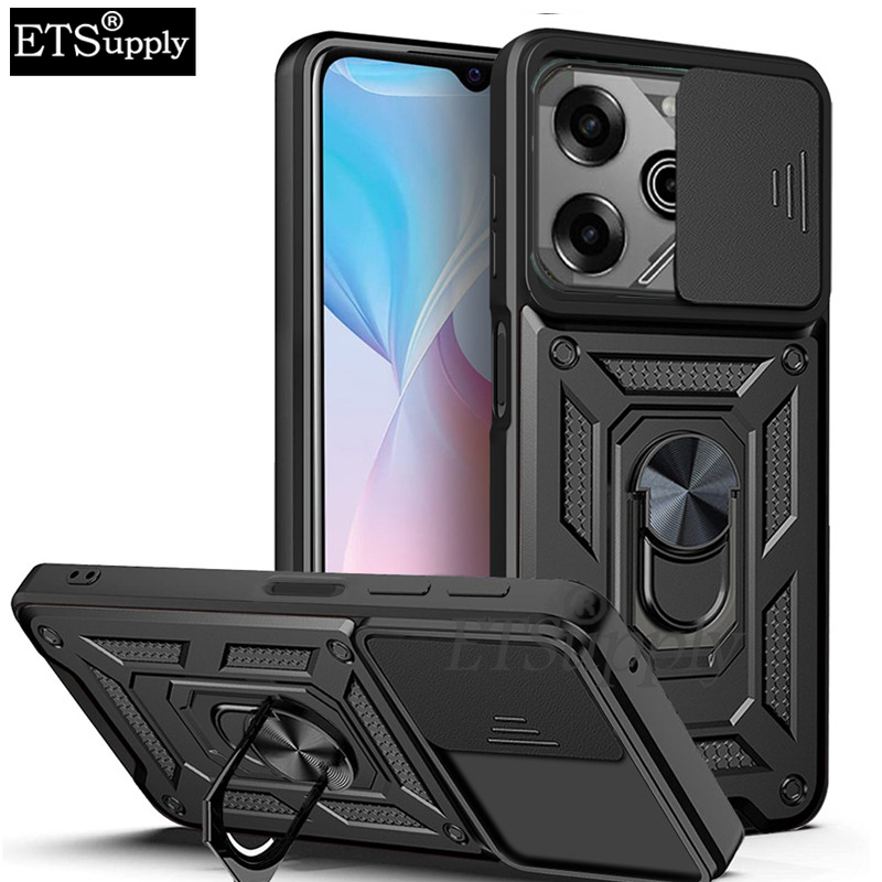 Phone case Tecno Pova 6 Pro Armor Ring Case Cover Adsorb Car Holder Shockproof Camera Protection Cover Back Cover Tecno Pova 6Pro Case.