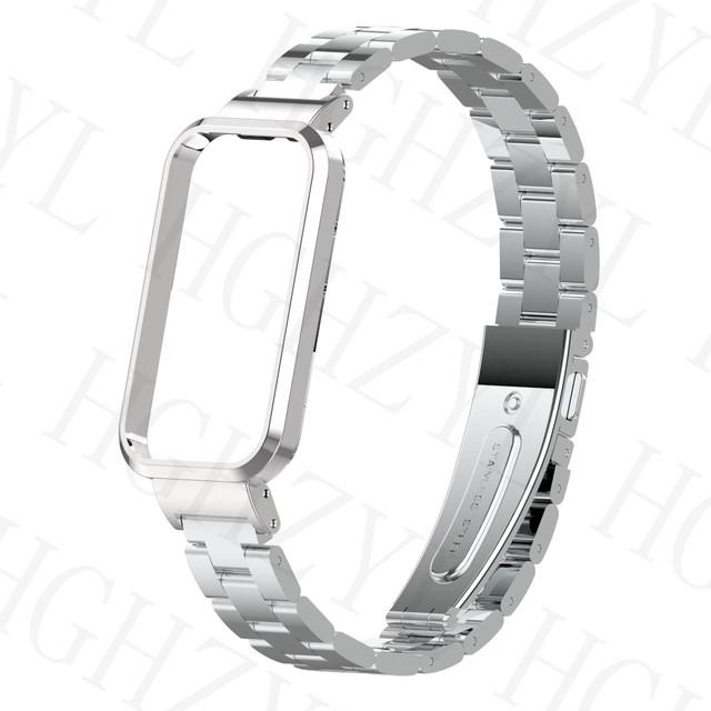 ✢₪㍿ Metalowy pasek do Xiaomi Redmi Band Pro z metalową obudową ochronną zderzak bransoletka magnetyczna do zegarka Redmi Smart band 2