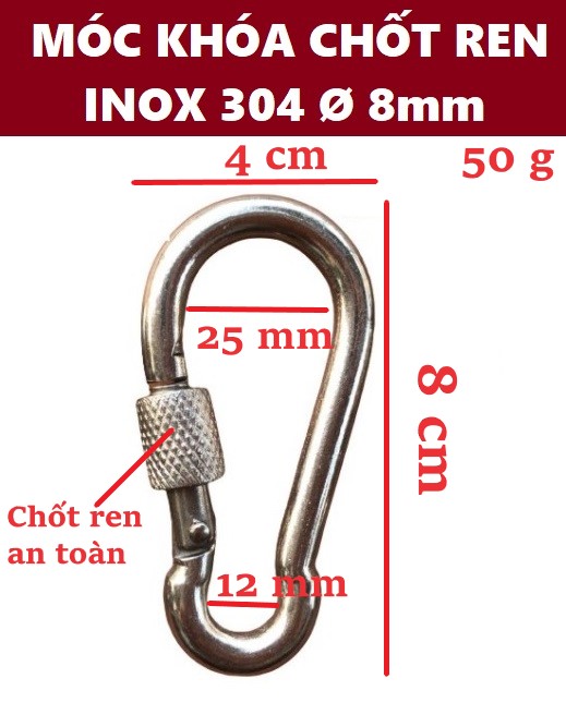 Móc xích chốt ren an toàn inox