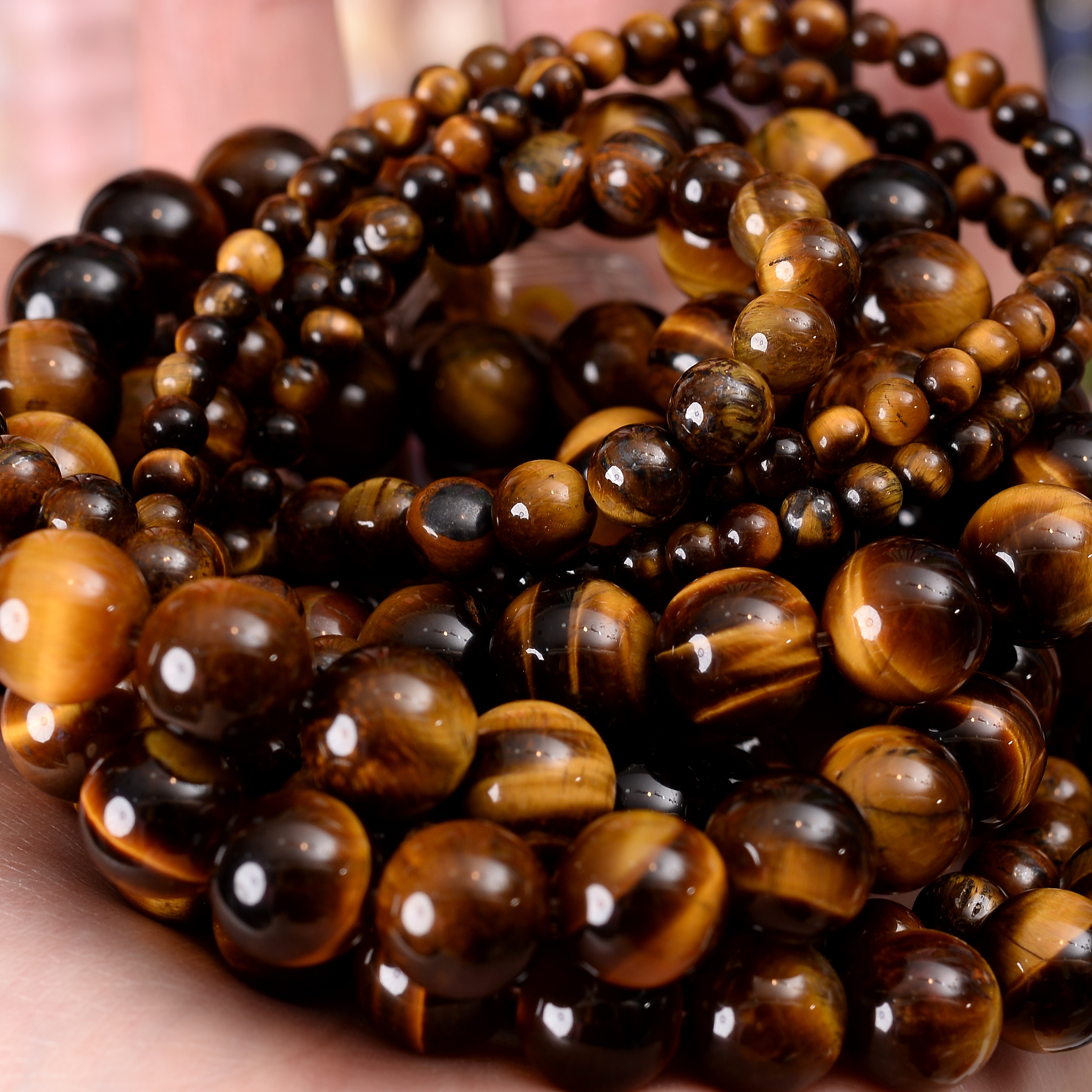 [fcmudanl] Natural Round Stone Beads Tiger Eye Jades Aventurine Jaspers ...