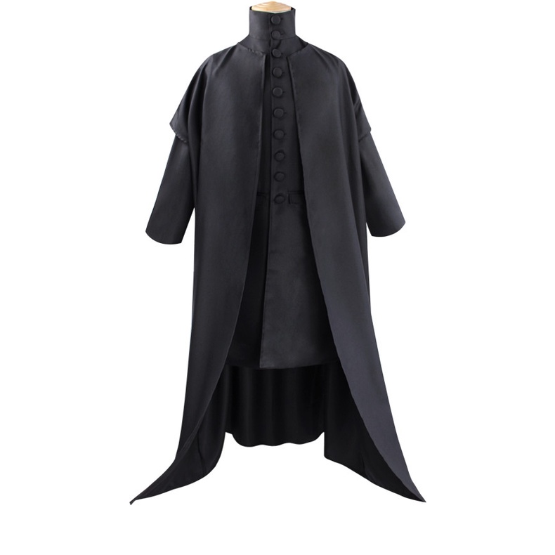 Giáo sư severus snape cosplay trang phục hogwartes trường học áo choàng đen tóc giả áo choàng magic wand halloween party uniform suits