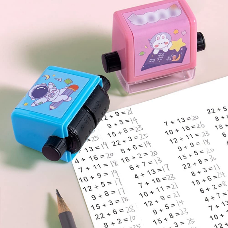 Teacher Stamps 4PCS Roller Digital Teaching Stamp(Addition, Subtraction, Multiplication and Division)