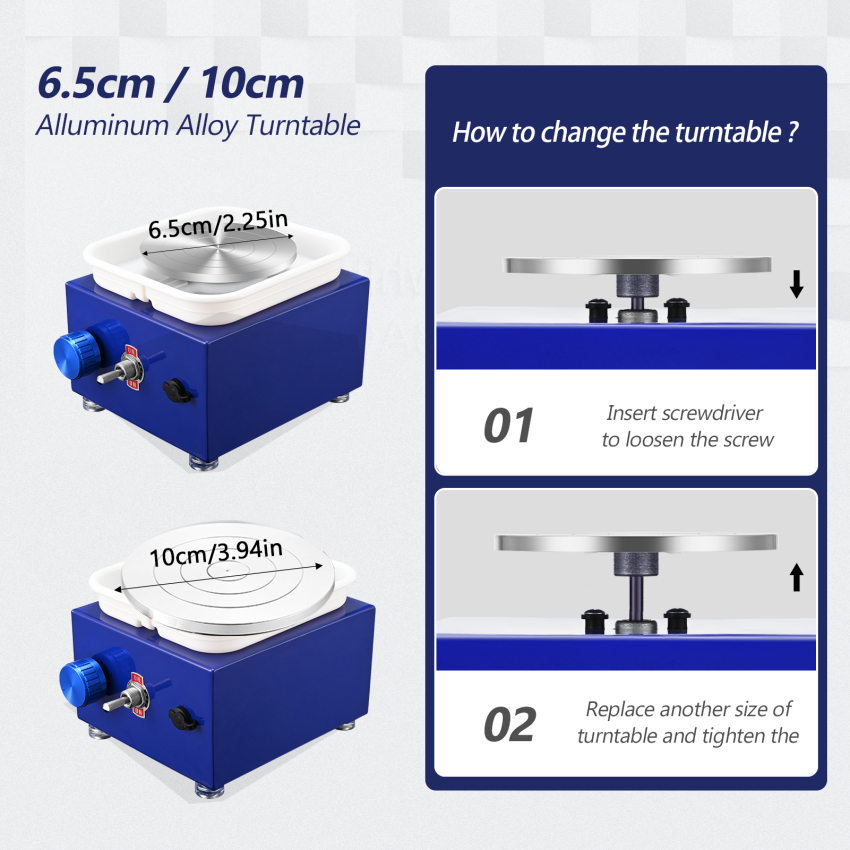 Mini Ceramic Wheel, Ceramic Wheel 6.5cm/10cm Rotary Table Mini Ceramic Machine Electric Ceramic Wheel DIY Clay Tool With Tray For Ceramic Work Ceramic Clay Art Crafts