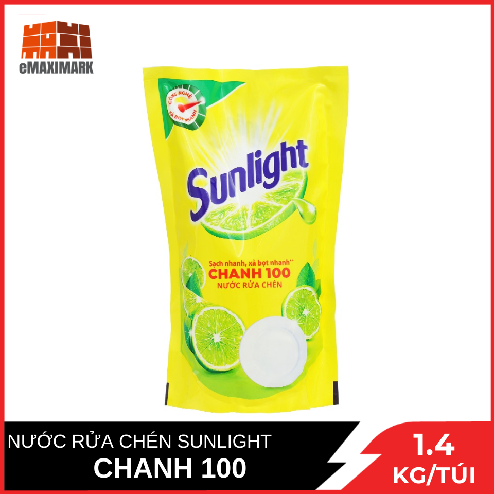 Nước rửa chén sunlight hương chanh 100 túi 1.4kg