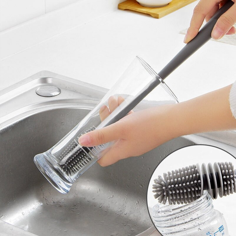 Cây cọ rửa bình sữa, ly, cốc silicon - cây cọ silicon vệ sinh chai lọ siêu sạch