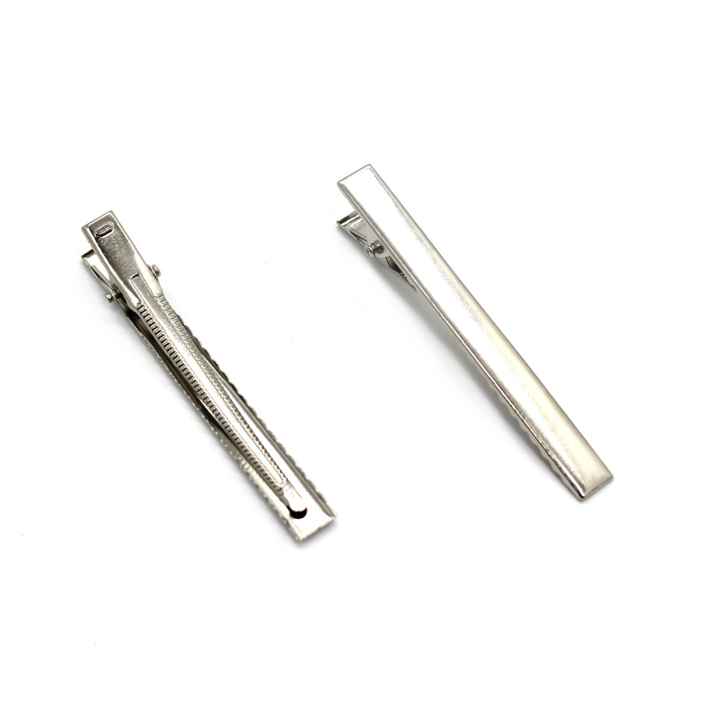 Sét 20 phôi kẹp tóc mỏ vịt trắng bạc 5,5cm_LM15