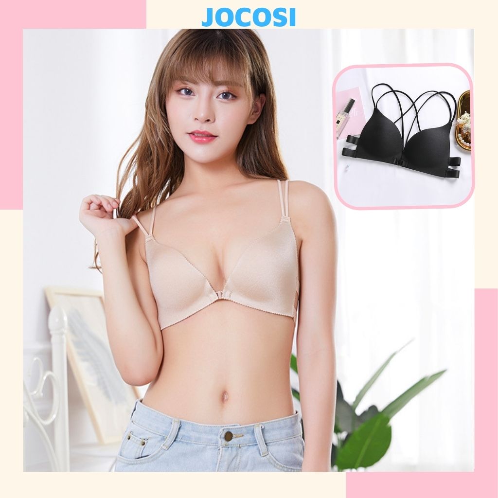 Áo bra nữ đúc su không gọng cài trước tiện lợi, Áo lót nữ đệm mút bàn tay nâng ngực gợi cảm 810