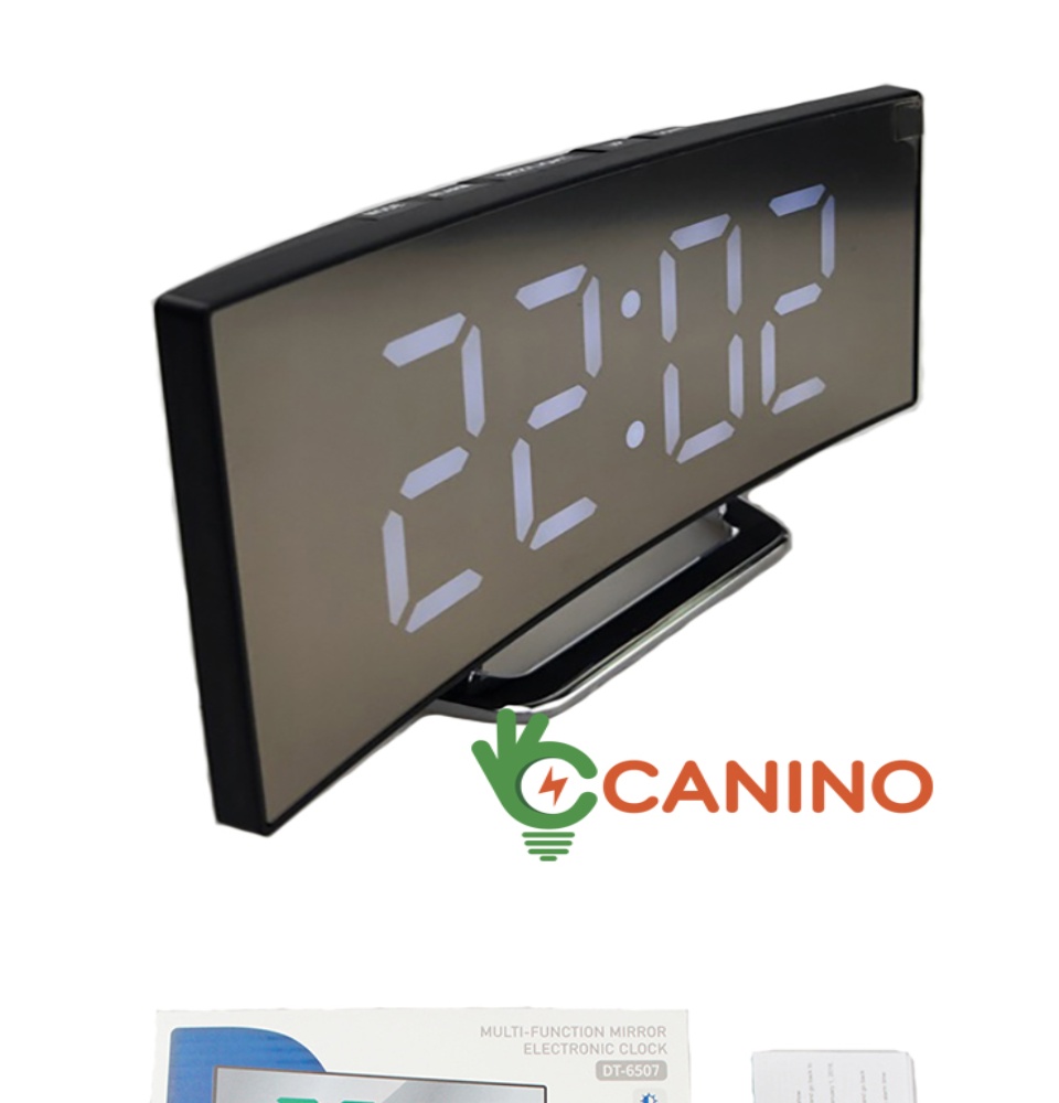 Đồng hồ LED LCD Miror Clock DT6507 mặt gương cong