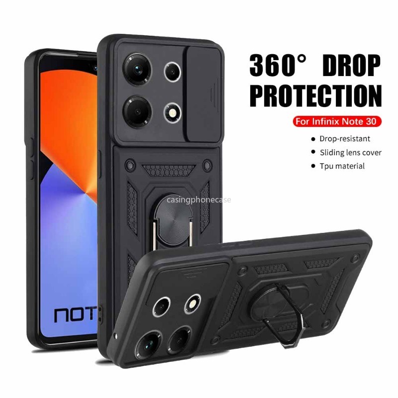 Armor Phone Case For Infinix Note 40 30 Pro Plus ProPlus Pro+ VIP 40Pro+ 30VIP 30Pro Note30 Note40 4G 5G 2023 2024 Casing Shockproof Ring Stand Holder Full Protect Soft Edge Anti Fall Back Cover
