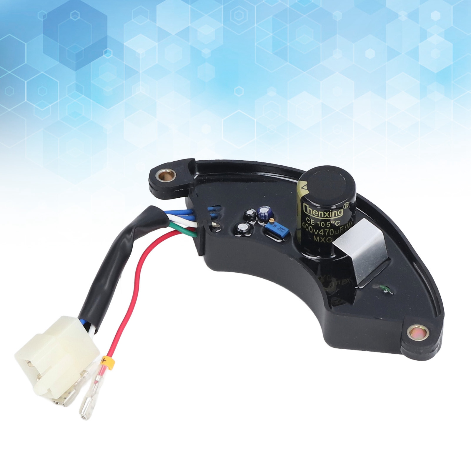 Generator AVR 5-6.5KW Automatic Voltage Regulator Short Circuit Protection Replacement Halfmoon Style 6 Wires 220V for Diesel Gasoline Engine