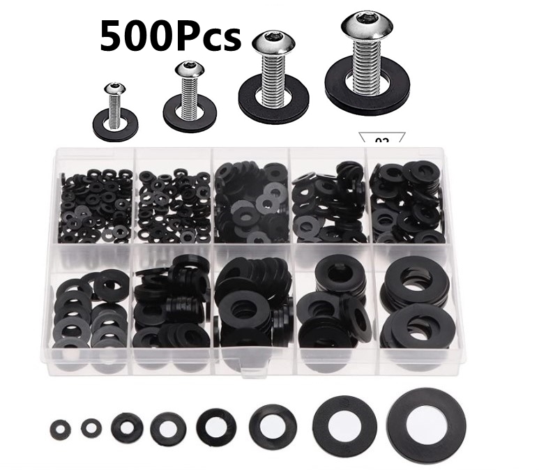 500pcs Nylon Washer Flat M2 M2.5 M3 M4 M5 M6 M8 M10 Gasket Ring Washers