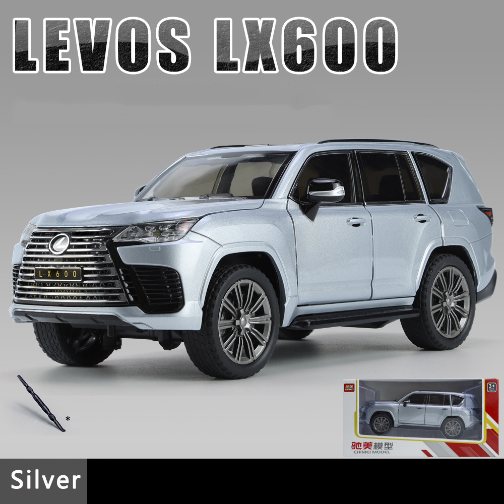 Lexus LX600 Alloy Car Model Diecast Metal Toy with Sound Light Pull Back Simulation Car 7 Open Doors for Kids Gift Vehicles 1/24 Scale