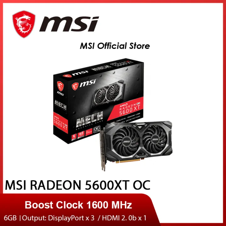 Msi Radeon Rx 5600 Xt Mech Oc Gaming Graphics Card 16 Mhz 14 Gbps 6gb Ddr6 Navi 10 Lazada Singapore