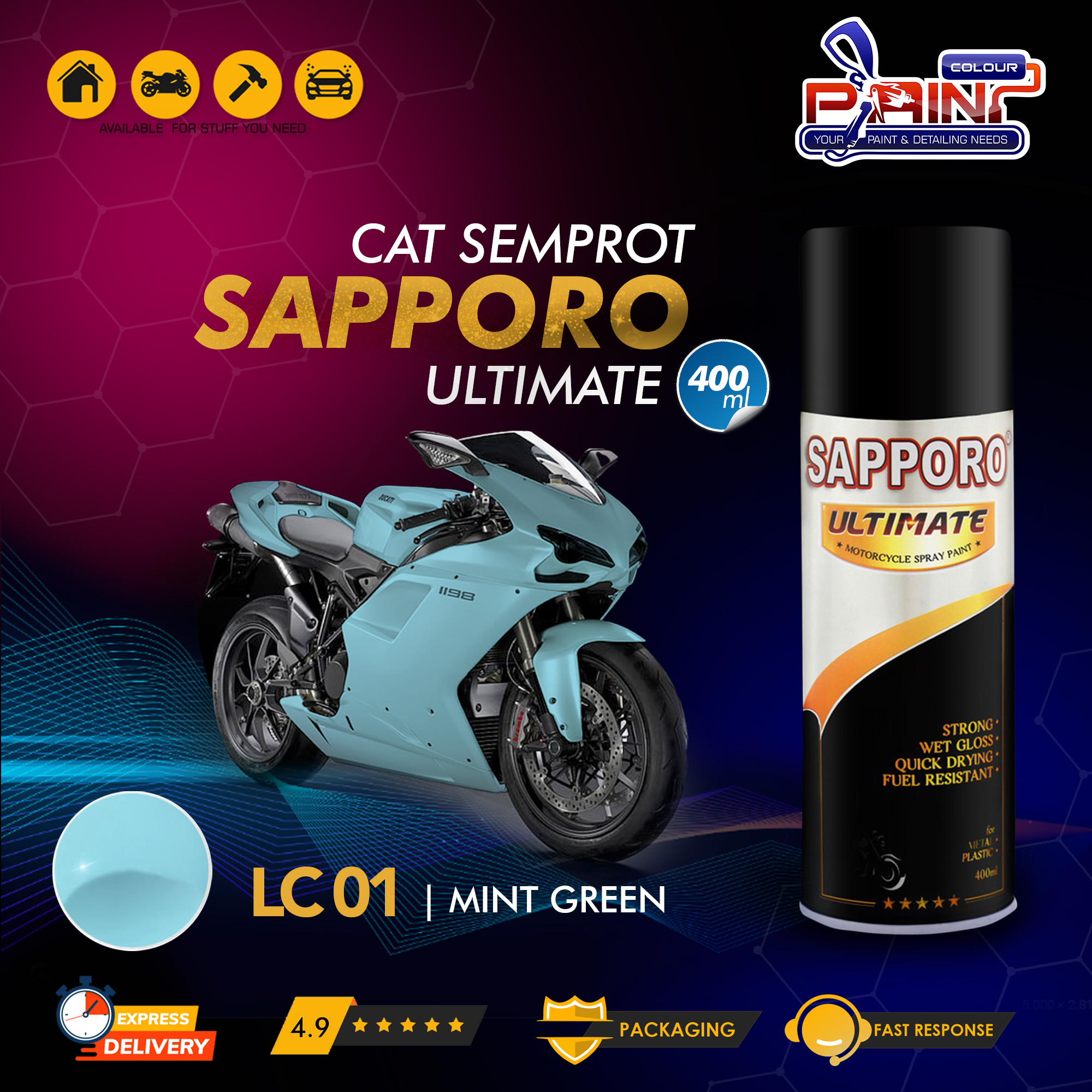 SAPPORO ULTIMATE Colour Cat Semprot LC02 MINT GREEN | Lazada Indonesia