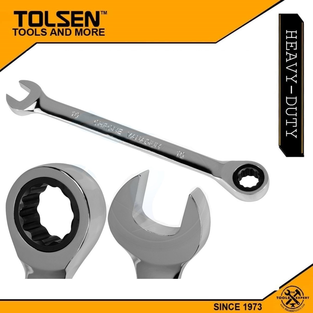 TOLSEN 14mm Ratchet Gear Spanner Fixed Head Combination Wrench Cr-V Model: 15210. 